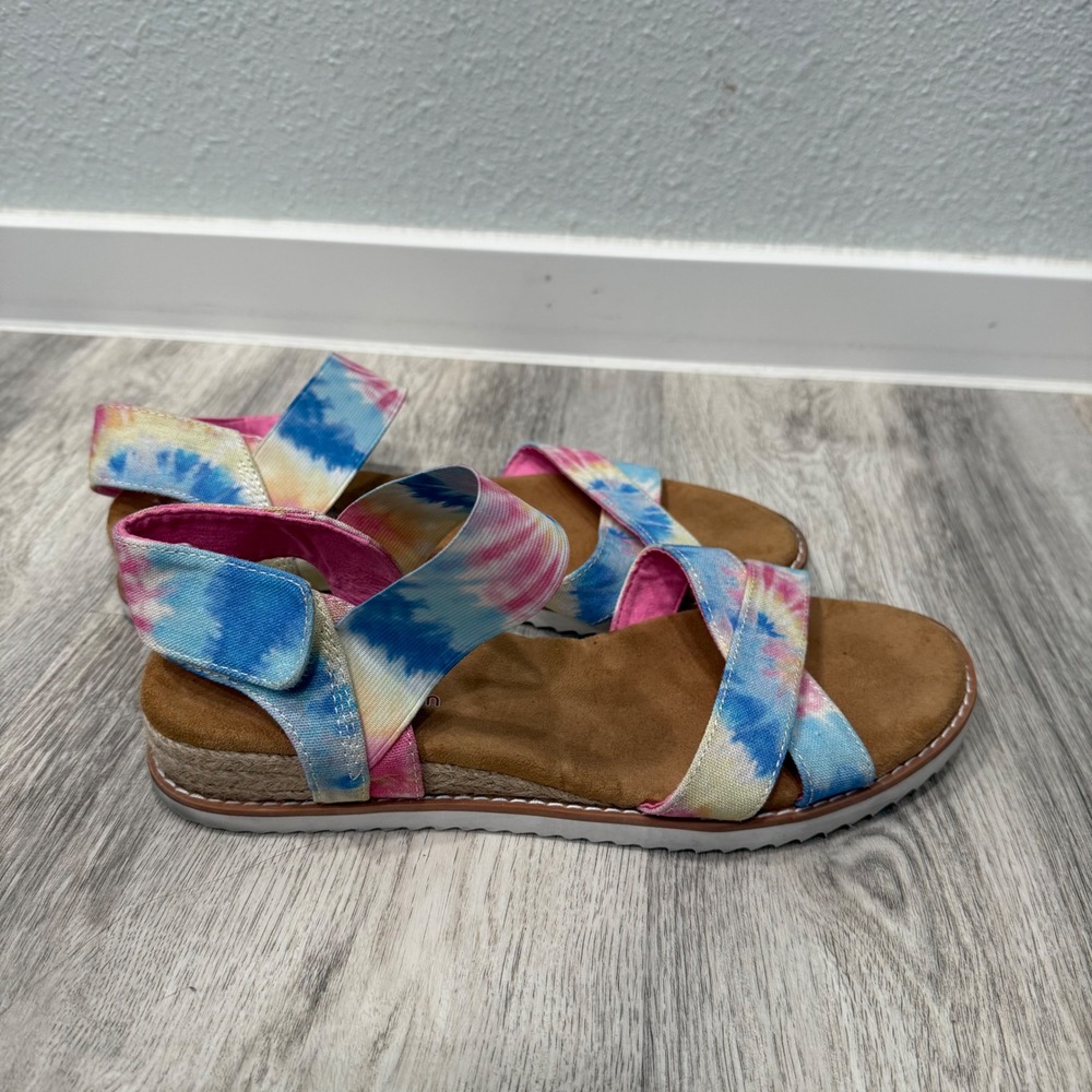 BOBS from Skechers Desert Kiss Tie Dye Sandals Pink Blue 113551 Womens 9.5